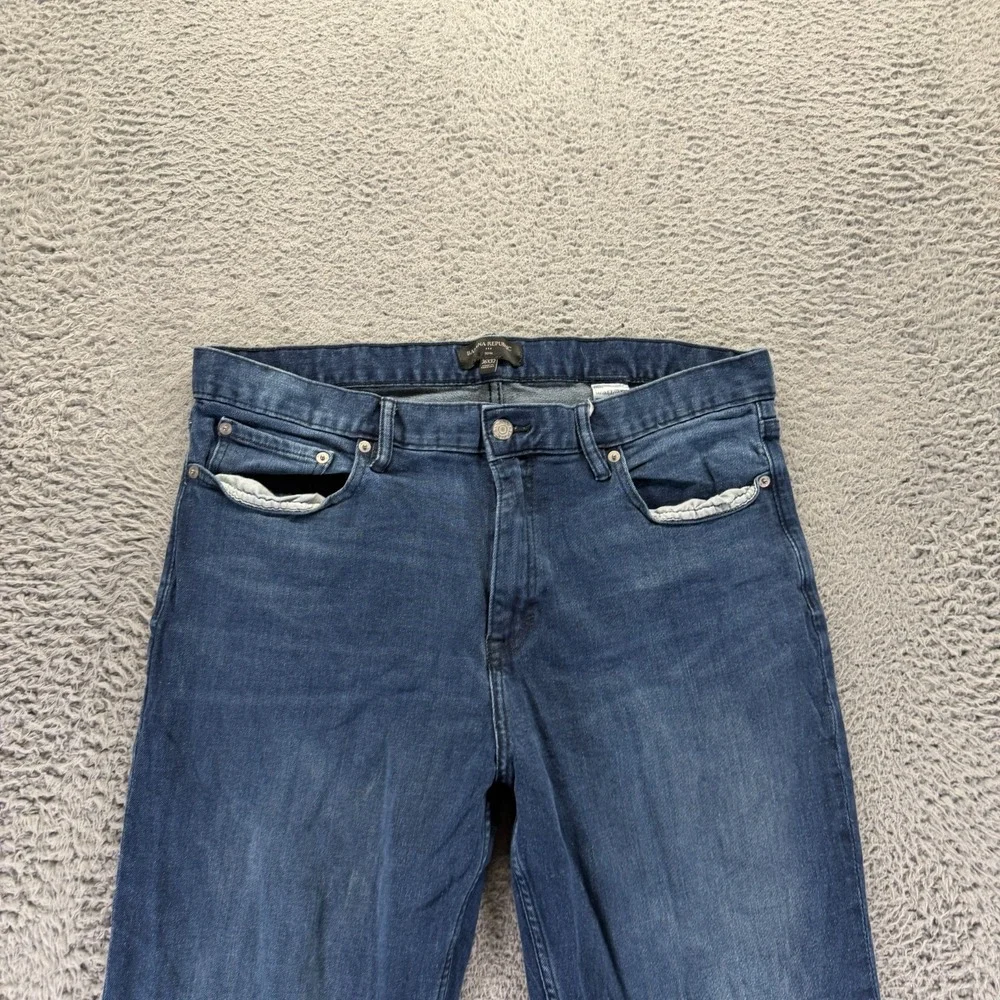 Banana Republic Jeans Mens 36x32 Blue Cotton Denim Straight Slim Faded Stretch